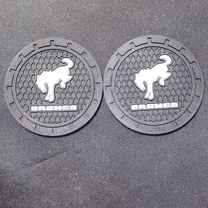 FORD BRONCO 2 Cup Holders w/Logo. Black & White Colors